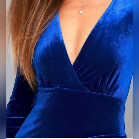 LULUS Royal Blue Velvet Bodycon Dress Small - Picture 3 of 12